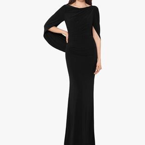 Betsy & Adam Women's Long Stretchy 3/4 Sleeve Cowl Neck Drape Back Gown sz 8